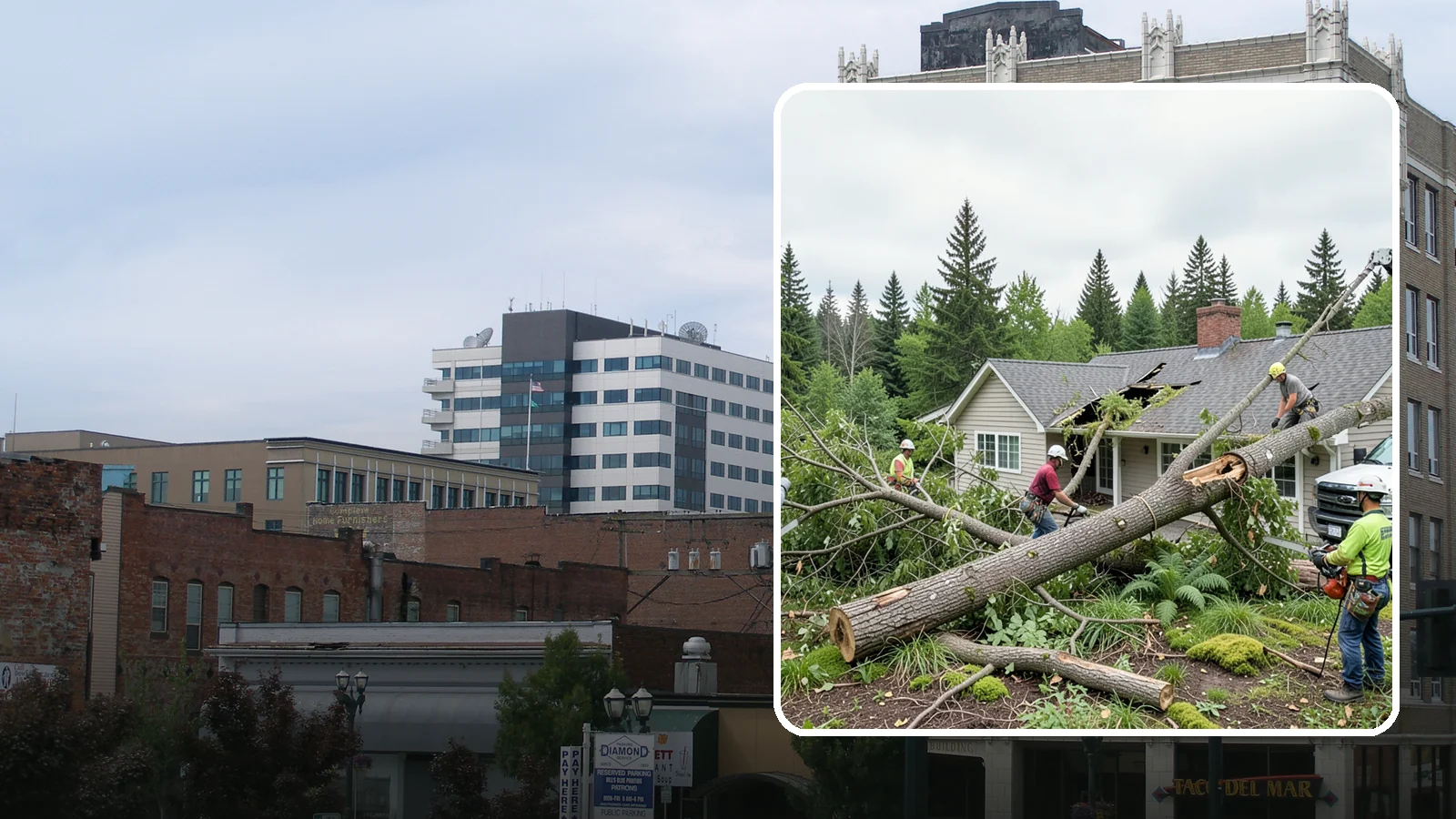 Wind damage cleanup in Everett, Snohomish County, WA - Cleanup and make-safe work after wind damage.