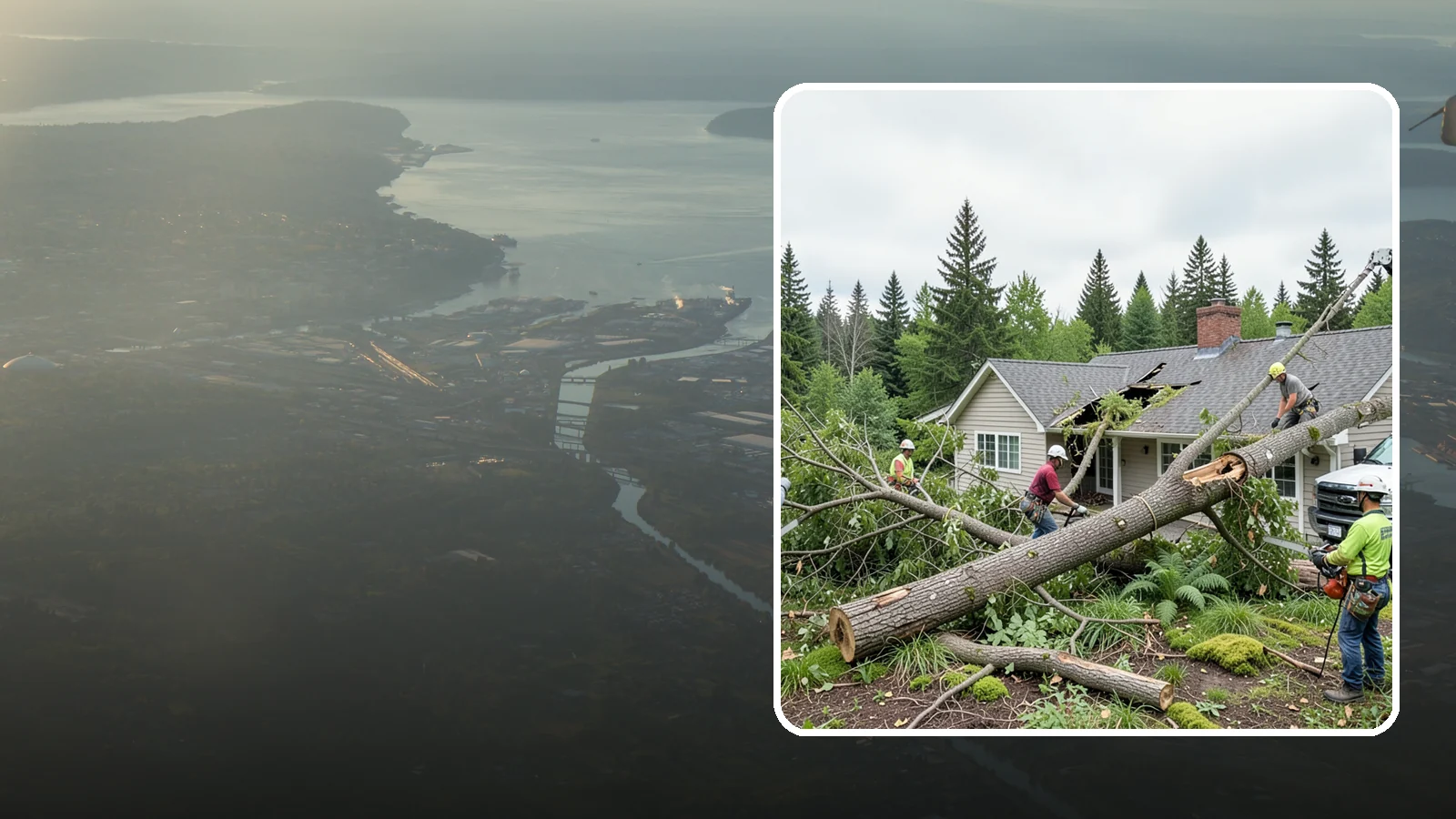Wind damage cleanup in Fife, Pierce County, WA - Cleanup and make-safe work after wind damage.