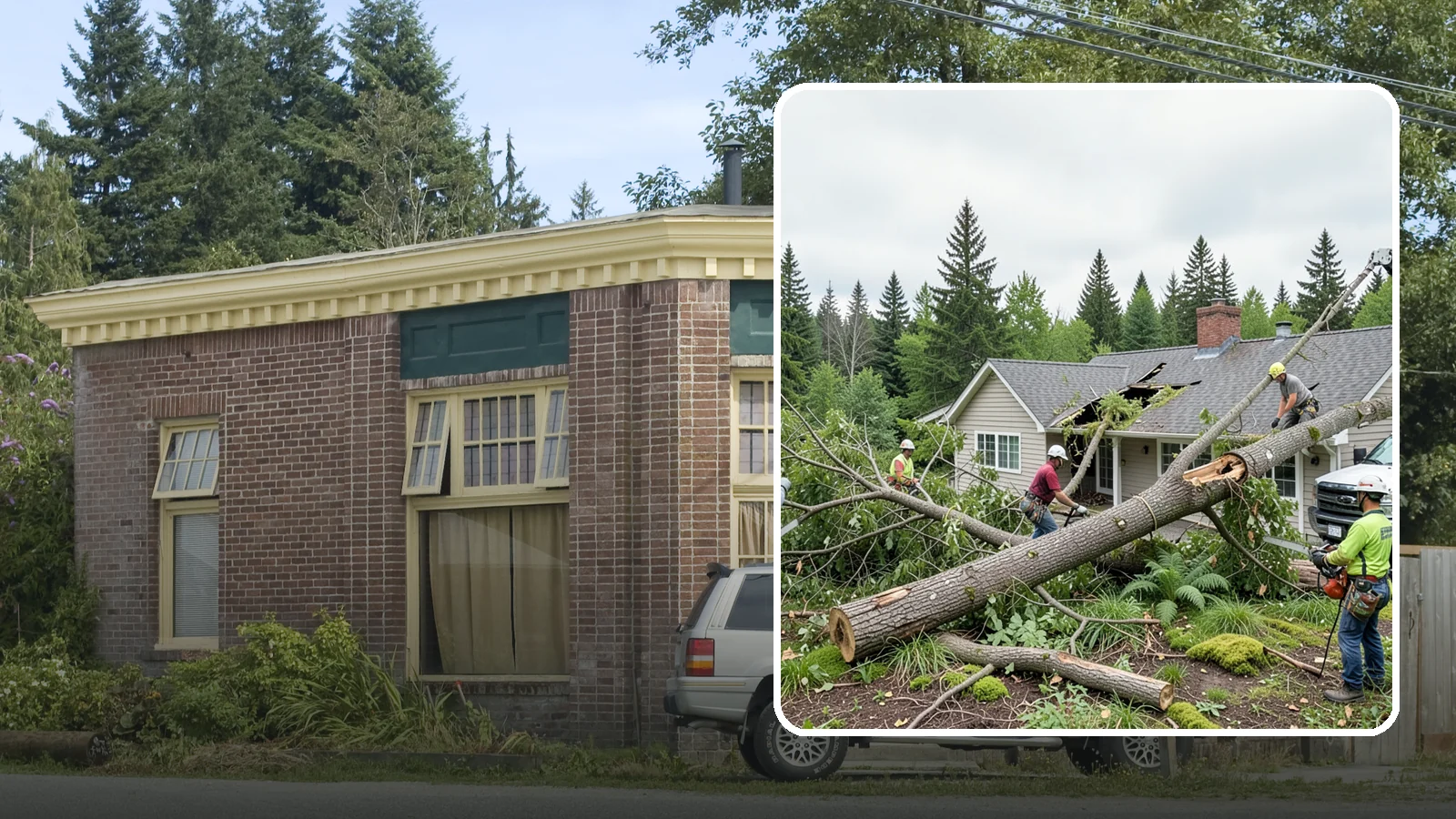 Wind damage cleanup in Hamilton, Skagit County, WA - Cleanup and make-safe work after wind damage.