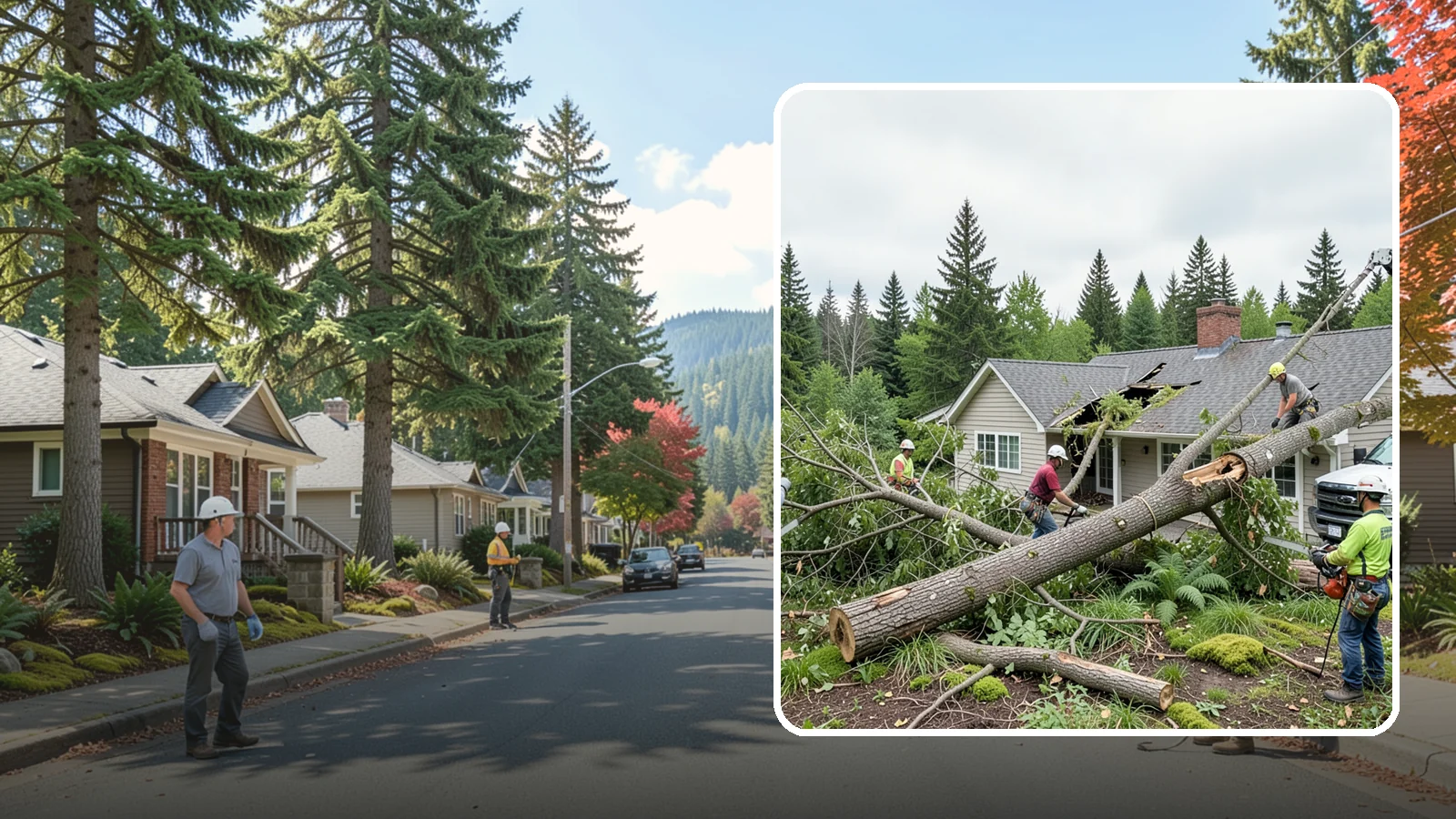 Wind damage cleanup in Hunts Point, King County, WA - Cleanup and make-safe work after wind damage.