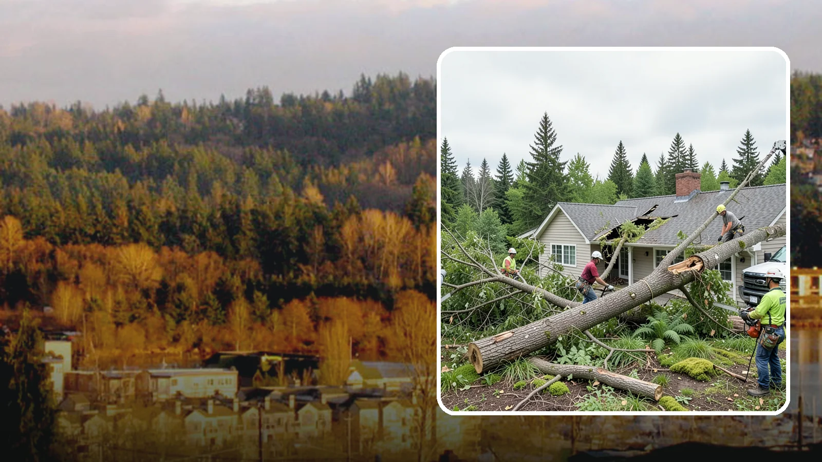 Wind damage cleanup in Kenmore, King County, WA - Cleanup and make-safe work after wind damage.