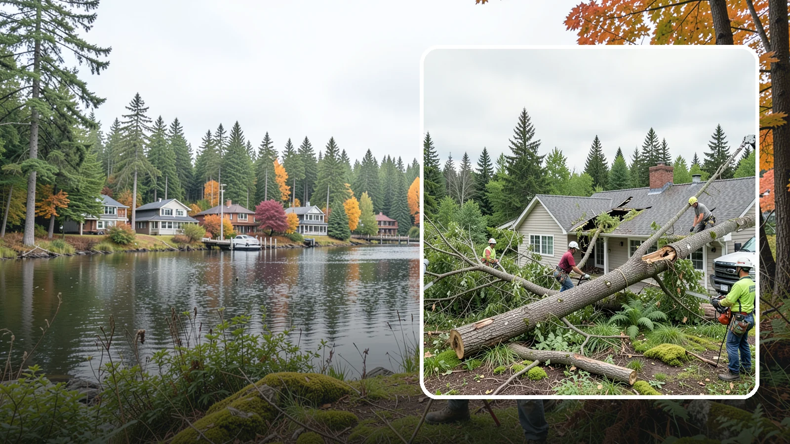 Wind damage cleanup in La Conner, Skagit County, WA - Cleanup and make-safe work after wind damage.