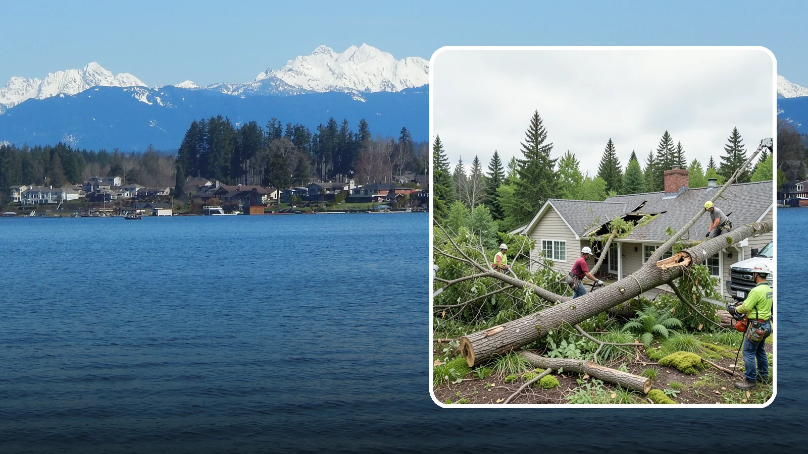 Wind damage cleanup in Lake Stevens, Snohomish County, WA - Cleanup and make-safe work after wind damage.