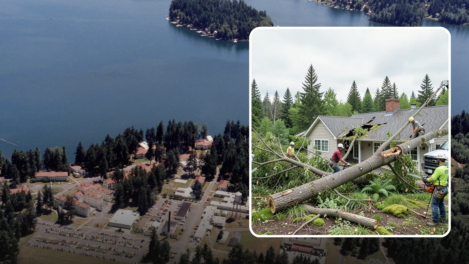 Wind damage cleanup in Lakewood, Pierce County, WA - Cleanup and make-safe work after wind damage.