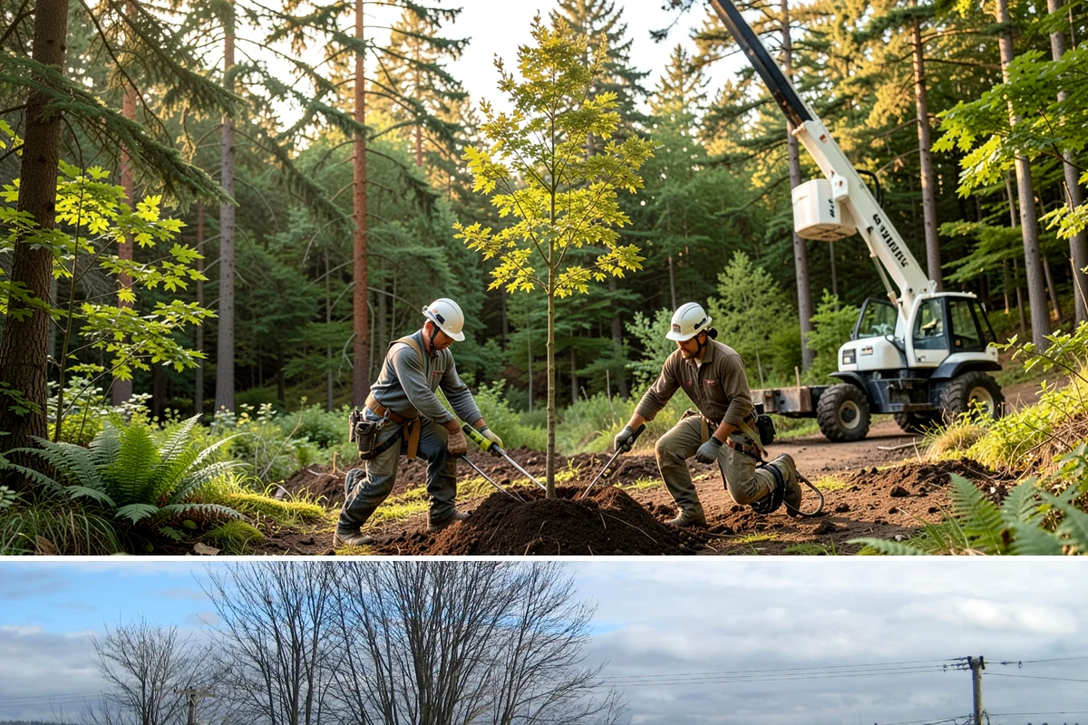Wind damage cleanup in Langley, Island County, WA - This service is performed year-round in response to high winds but requires extra caution during wet winter months when ground...