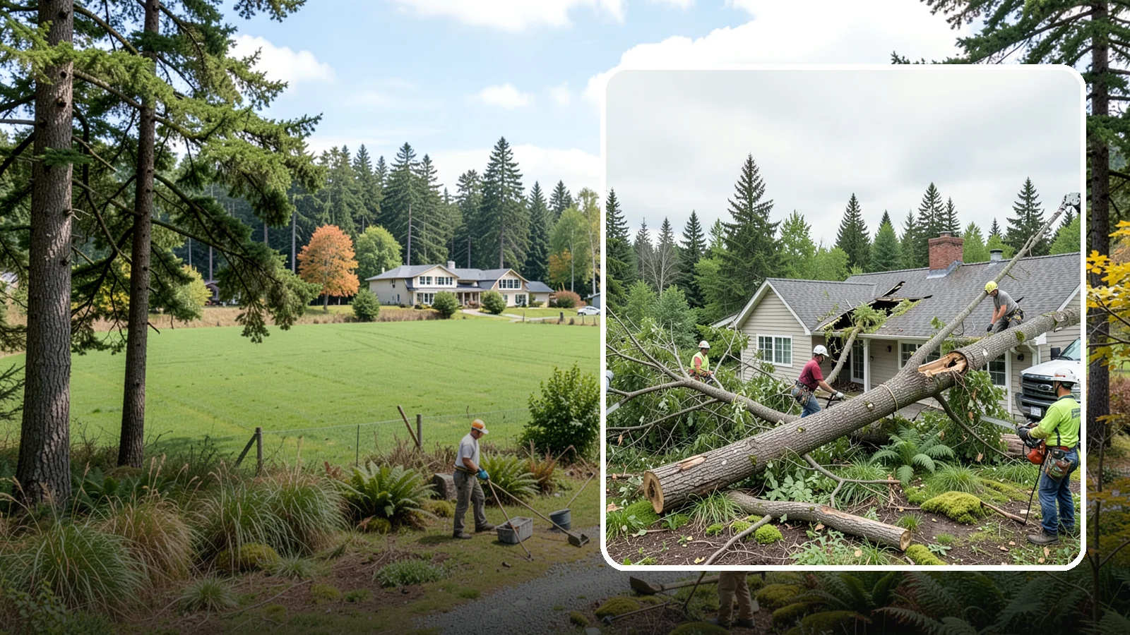 Wind damage cleanup in Lyman, Skagit County, WA - Cleanup and make-safe work after wind damage.