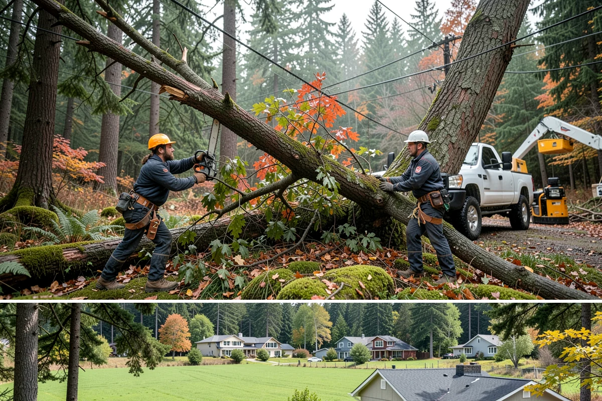 Wind damage cleanup in Lyman, Skagit County, WA - This service is performed year-round in response to high winds but requires extra caution during wet winter months when ground...