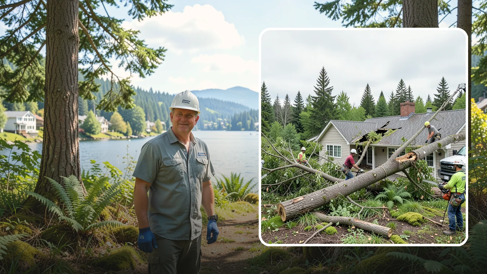 Wind damage cleanup in Milton, King County, WA - Cleanup and make-safe work after wind damage.