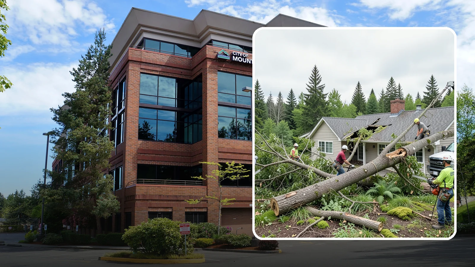 Wind damage cleanup in Mountlake Terrace, Snohomish County, WA - Cleanup and make-safe work after wind damage.