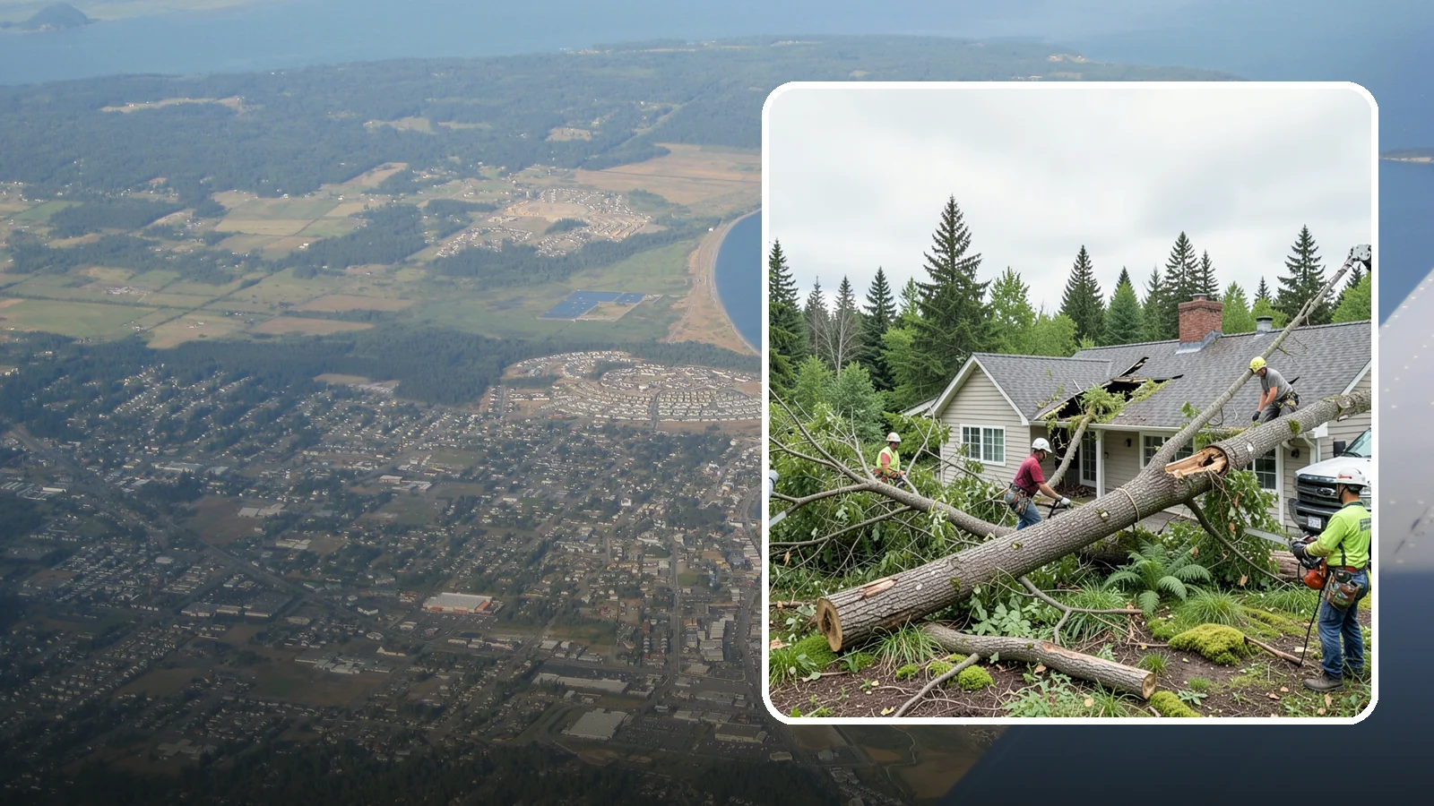 Wind damage cleanup in Oak Harbor, Island County, WA - Cleanup and make-safe work after wind damage.