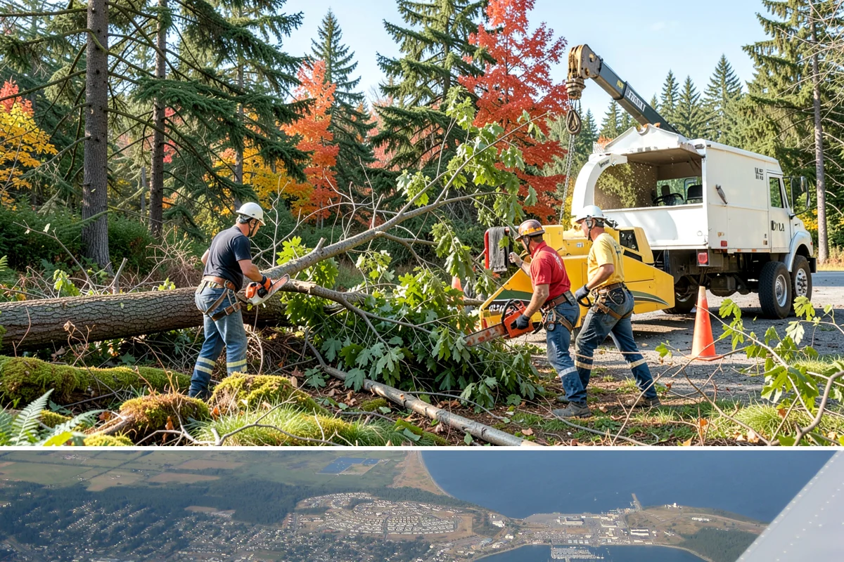 Wind damage cleanup in Oak Harbor, Island County, WA - This service is performed year-round in response to high winds but requires extra caution during wet winter months when ground...