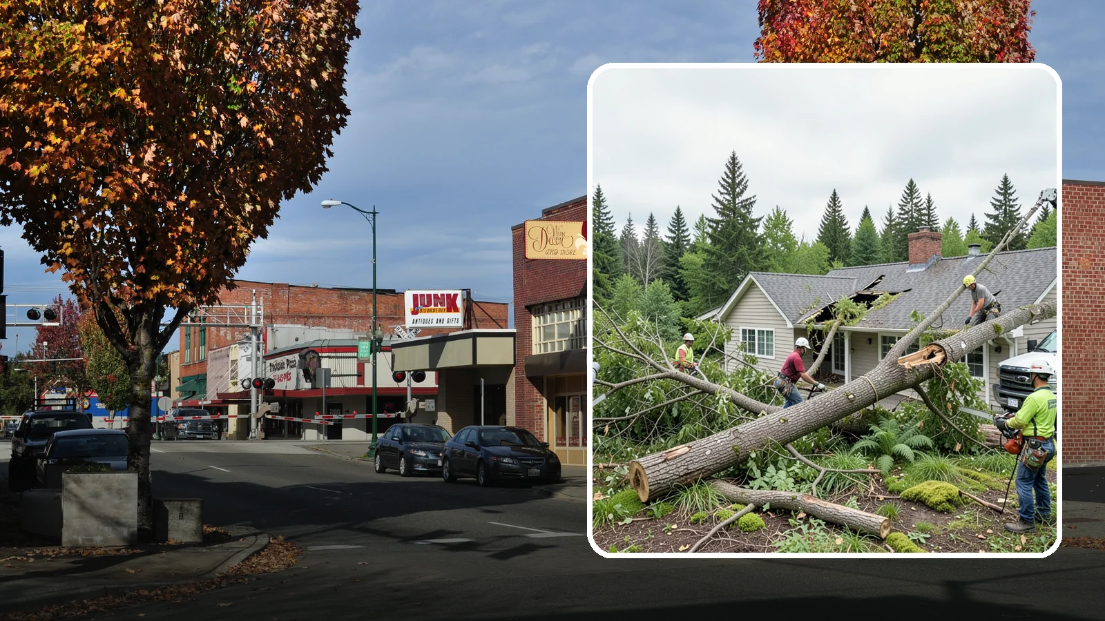 Wind damage cleanup in Puyallup, Pierce County, WA - Cleanup and make-safe work after wind damage.
