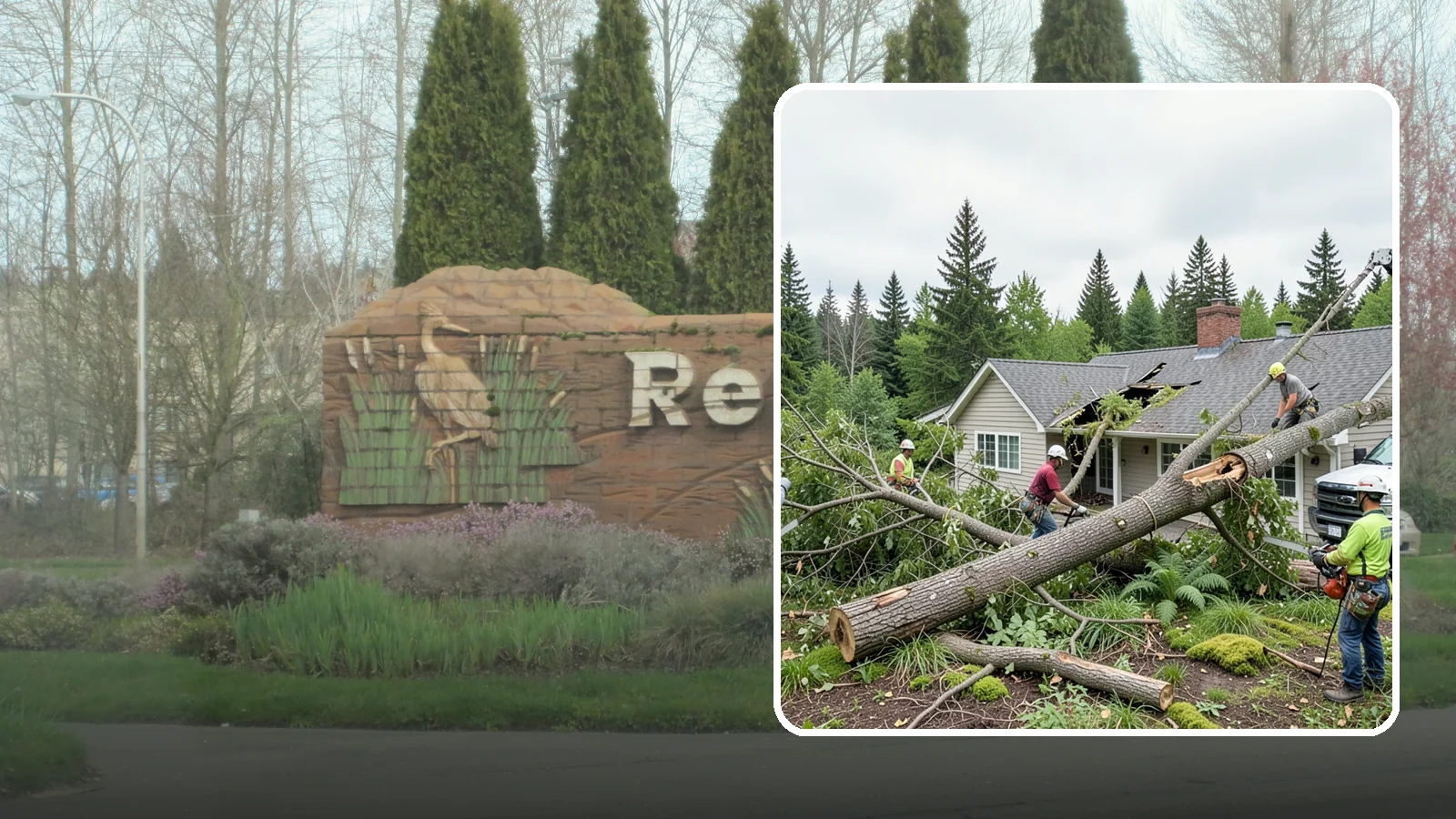 Wind damage cleanup in Renton, King County, WA - Cleanup and make-safe work after wind damage.