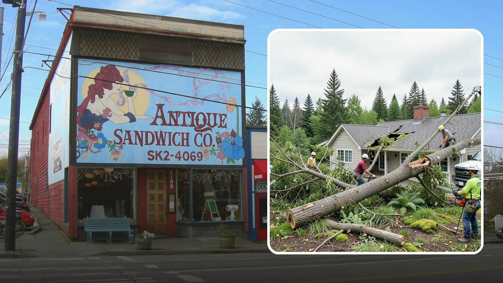 Wind damage cleanup in Ruston, Pierce County, WA - Cleanup and make-safe work after wind damage.