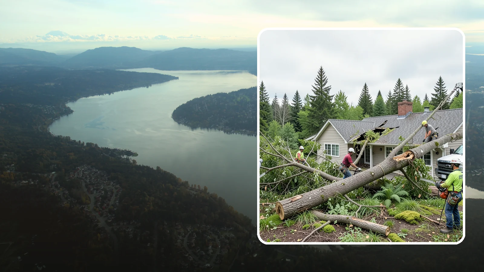 Wind damage cleanup in Sammamish, King County, WA - Cleanup and make-safe work after wind damage.
