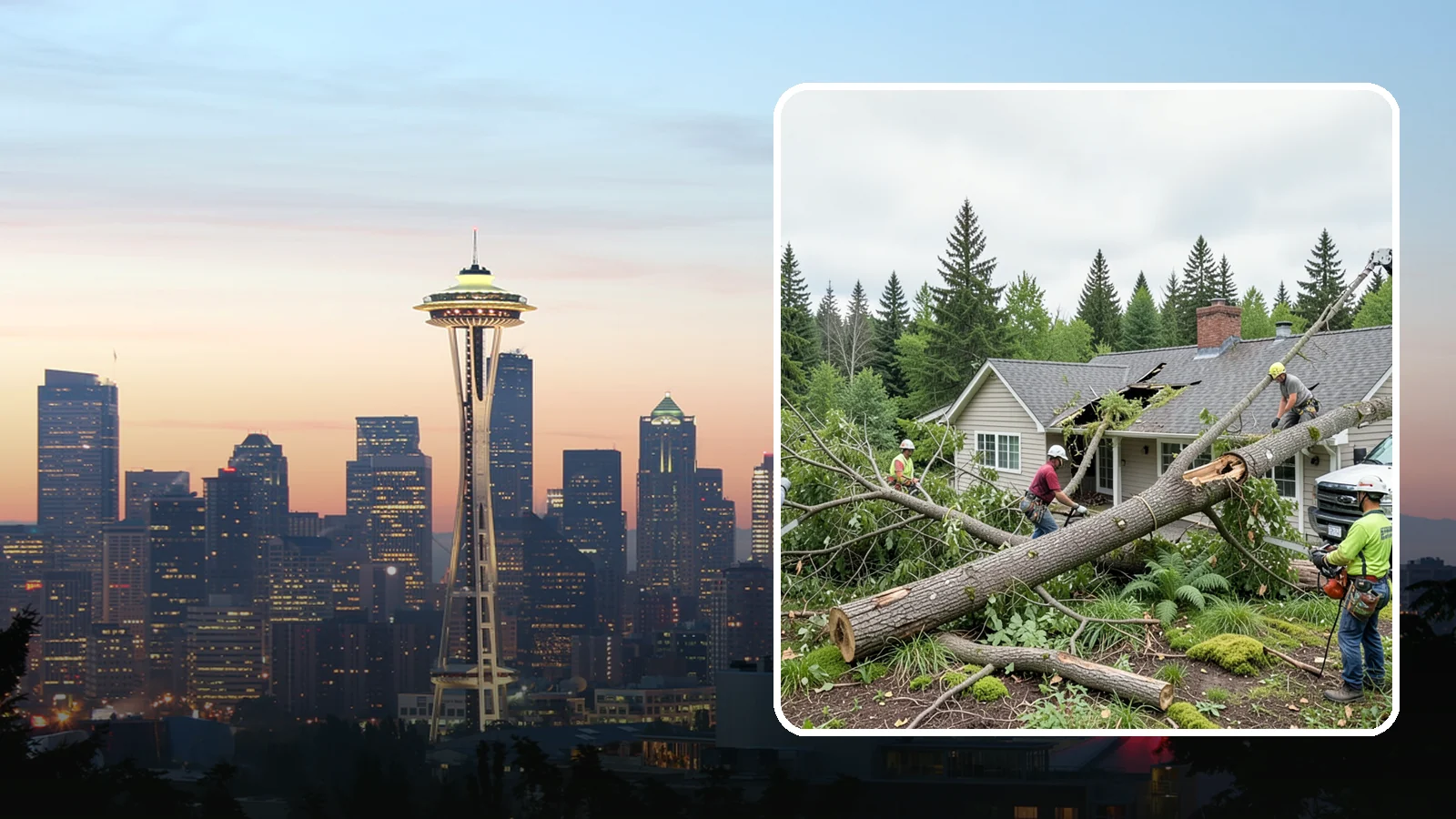 Wind damage cleanup in Seattle, King County, WA - Cleanup and make-safe work after wind damage.