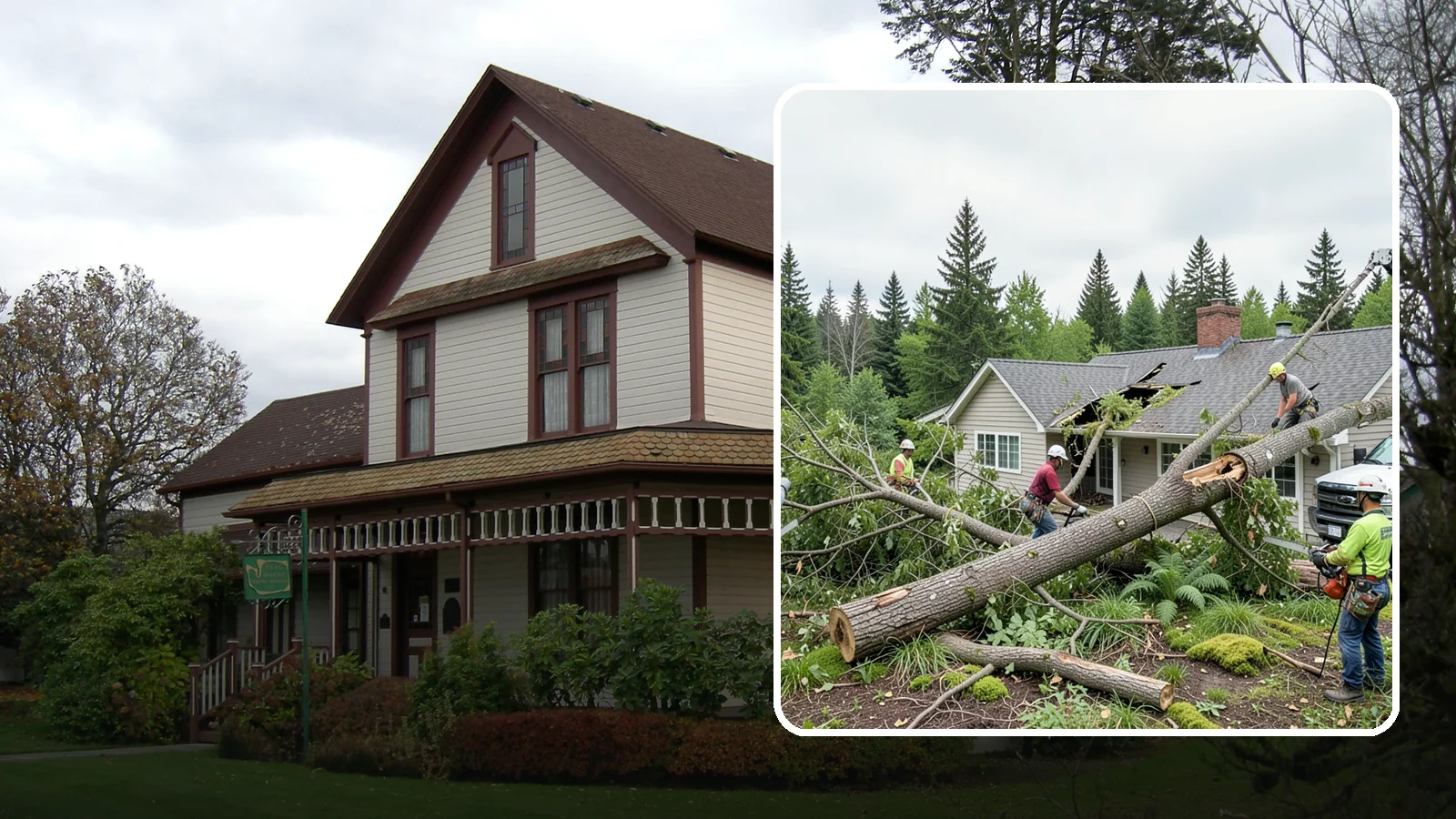 Wind damage cleanup in Sumner, Pierce County, WA - Cleanup and make-safe work after wind damage.