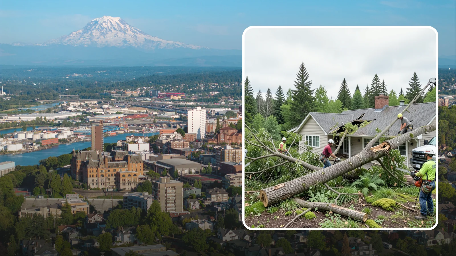 Wind damage cleanup in Tacoma, Pierce County, WA - Cleanup and make-safe work after wind damage.