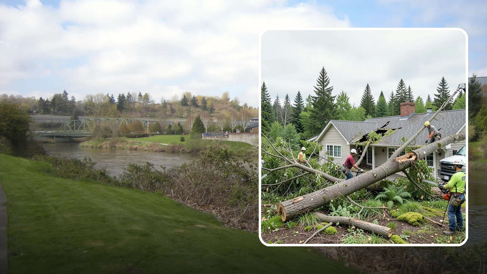 Wind damage cleanup in Tukwila, King County, WA - Cleanup and make-safe work after wind damage.
