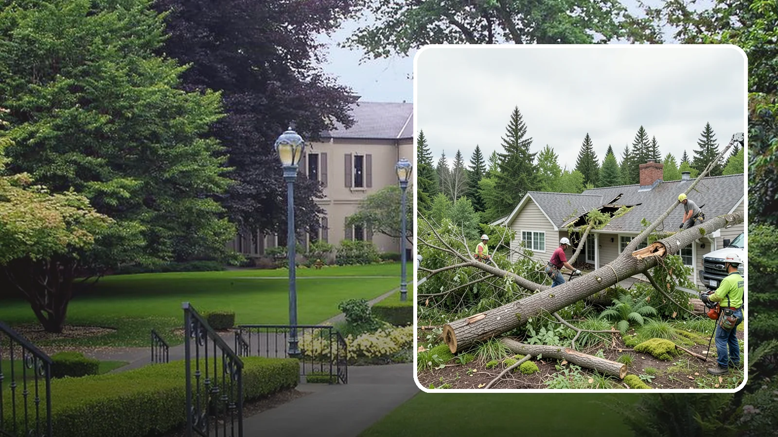 Wind damage cleanup in Woodinville, King County, WA - Cleanup and make-safe work after wind damage.