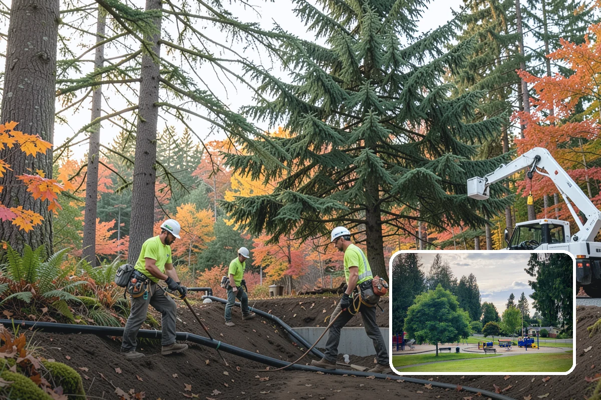 Wood chipping in Bonney Lake, Pierce County, WA - Turns removed wood and debris into usable products