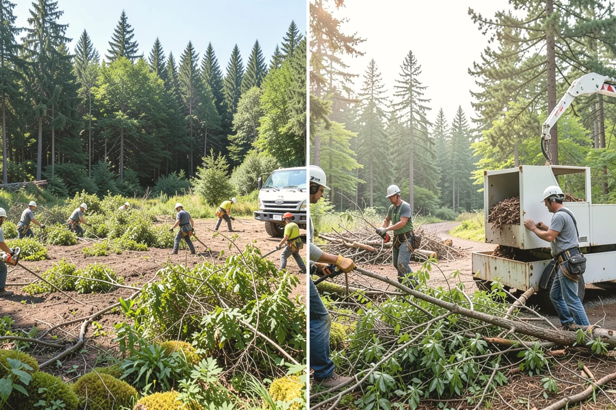 Wood chipping in Burien, King County, WA - Sort material by type and size