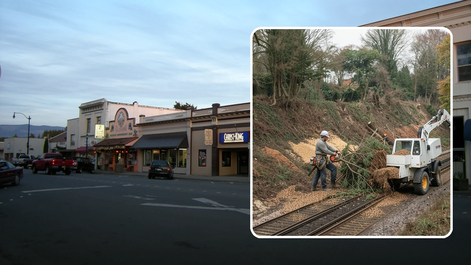 Wood chipping in Burlington, Skagit County, WA - The on-site chipping of branches and limbs.