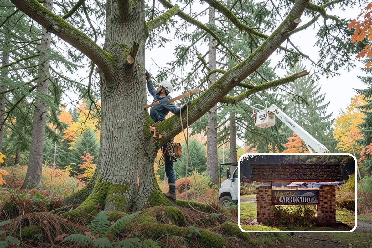 Wood chipping in Carbonado, Pierce County, WA - Turns removed wood and debris into usable products