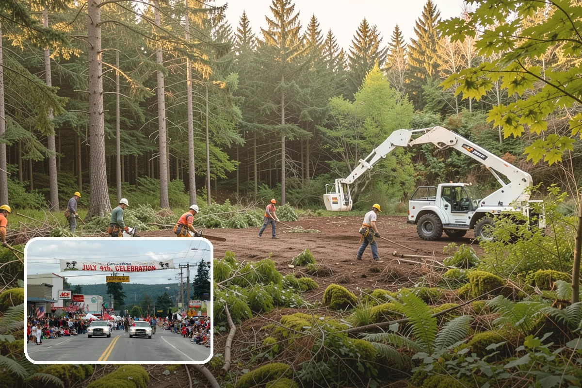 Wood chipping in Carnation, King County, WA - Turns removed wood and debris into usable products