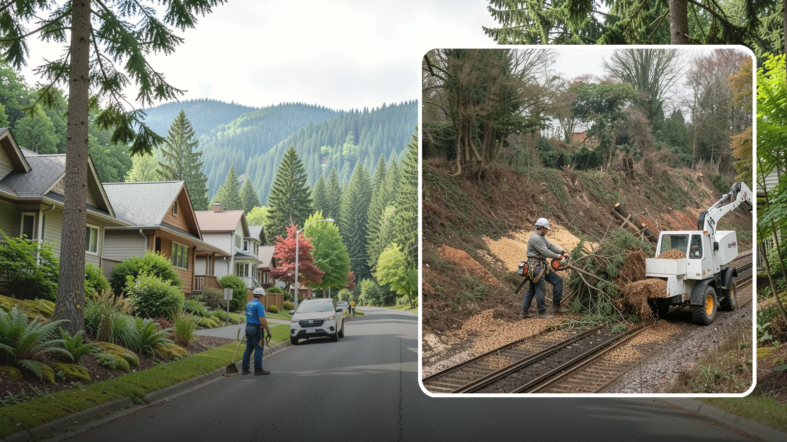 Wood chipping in Darrington, Snohomish County, WA - The on-site chipping of branches and limbs.