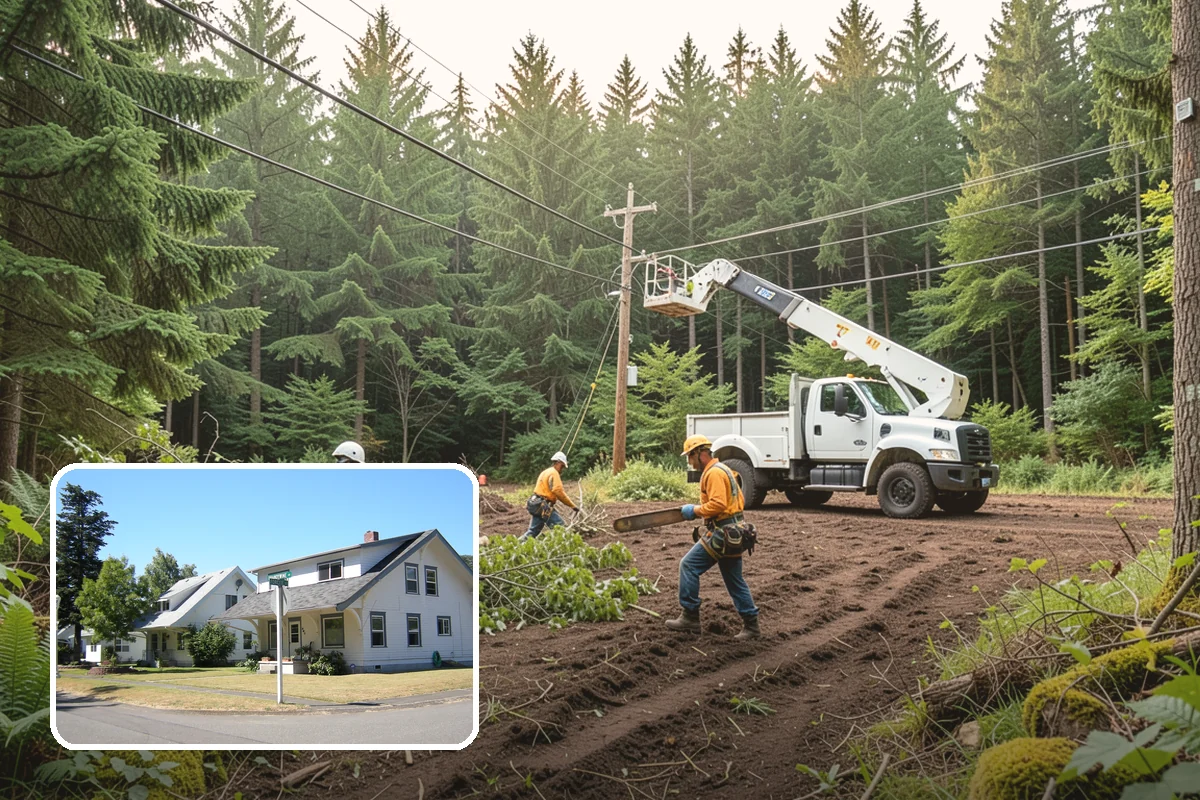Wood chipping in DuPont, Pierce County, WA - Turns removed wood and debris into usable products