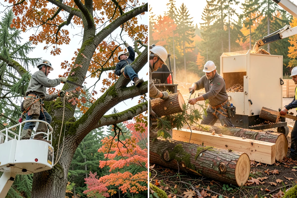 Wood chipping in DuPont, Pierce County, WA - Sort material by type and size