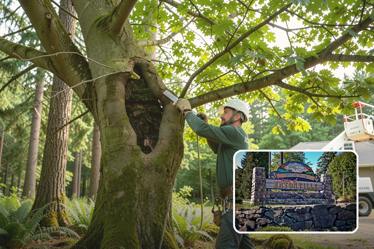 Wood chipping in Eatonville, Pierce County, WA - Turns removed wood and debris into usable products