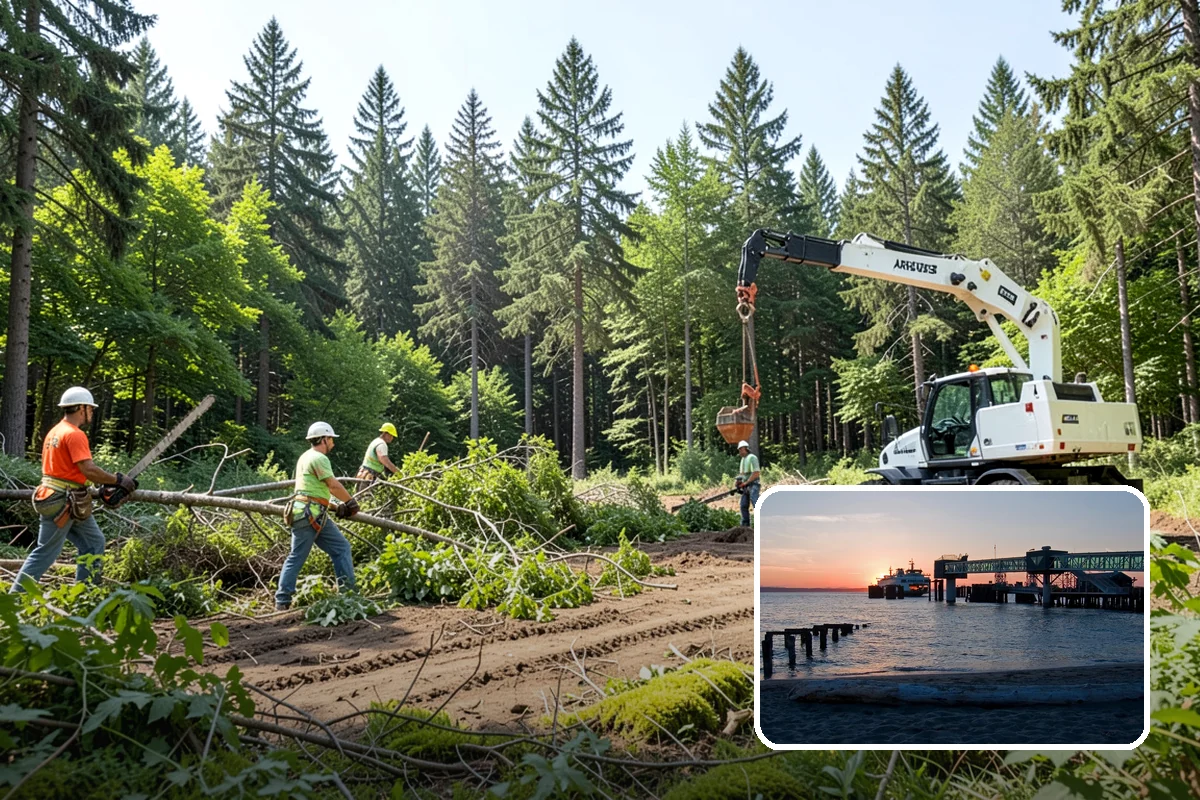 Wood chipping in Edmonds, Snohomish County, WA - Turns removed wood and debris into usable products