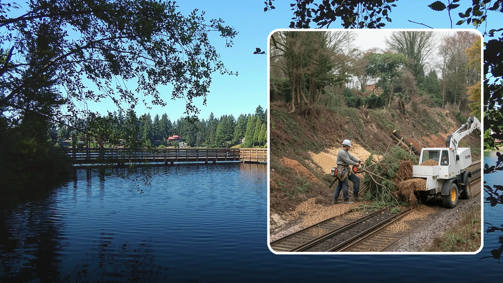 Wood chipping in Federal Way, King County, WA - The on-site chipping of branches and limbs.