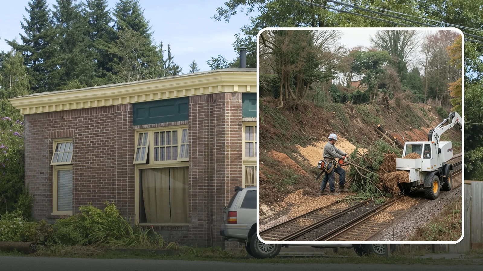 Wood chipping in Hamilton, Skagit County, WA - The on-site chipping of branches and limbs.
