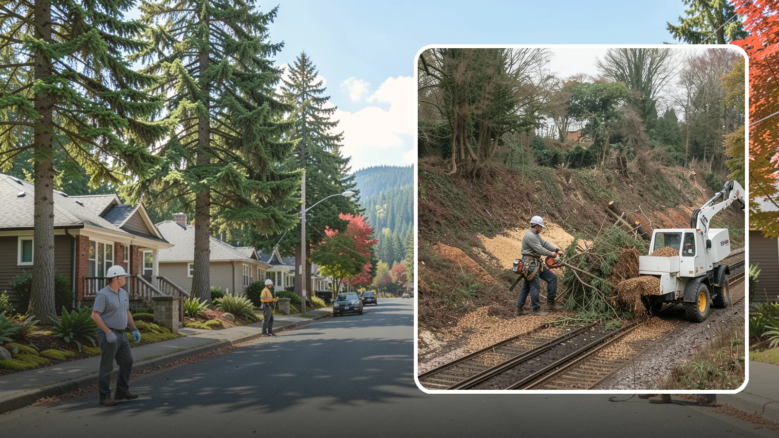 Wood chipping in Hunts Point, King County, WA - The on-site chipping of branches and limbs.