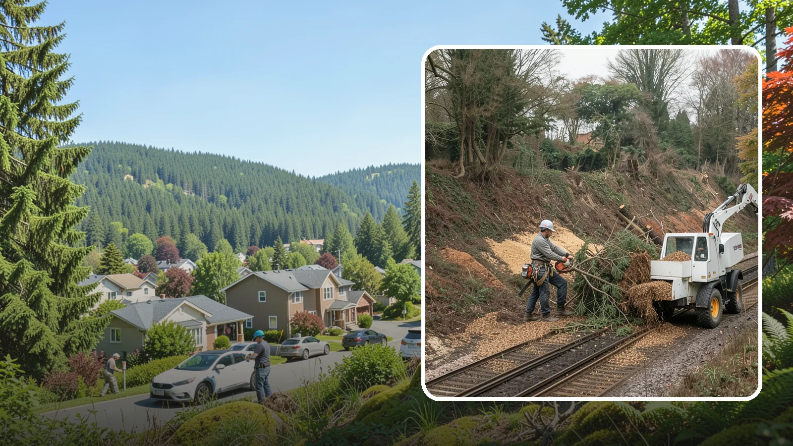 Wood chipping in Index, Snohomish County, WA - The on-site chipping of branches and limbs.