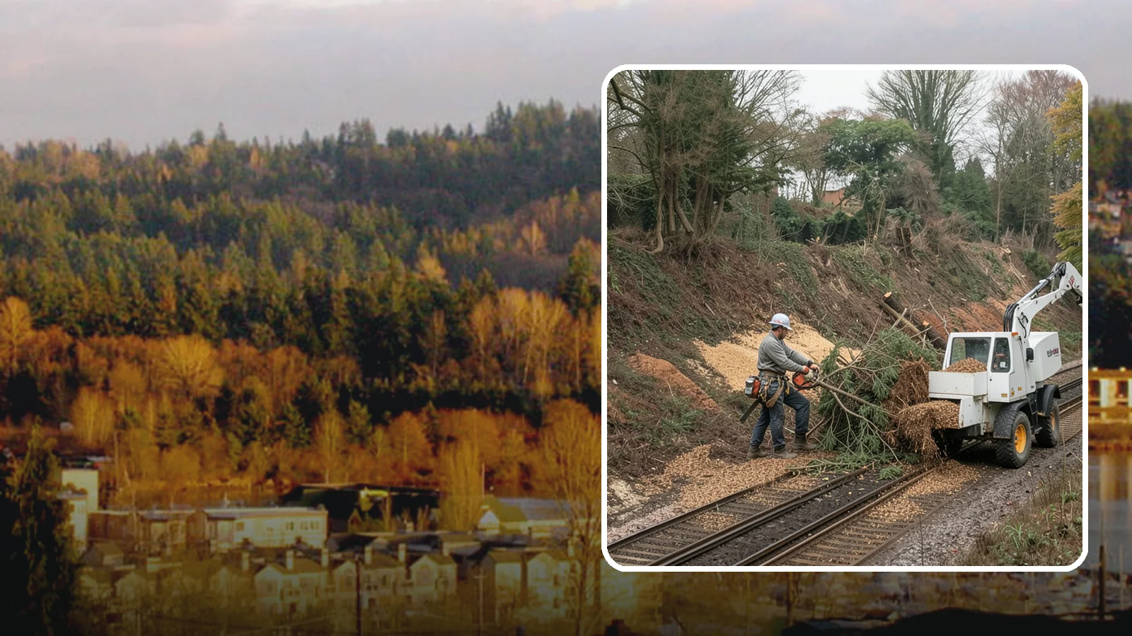 Wood chipping in Kenmore, King County, WA - The on-site chipping of branches and limbs.