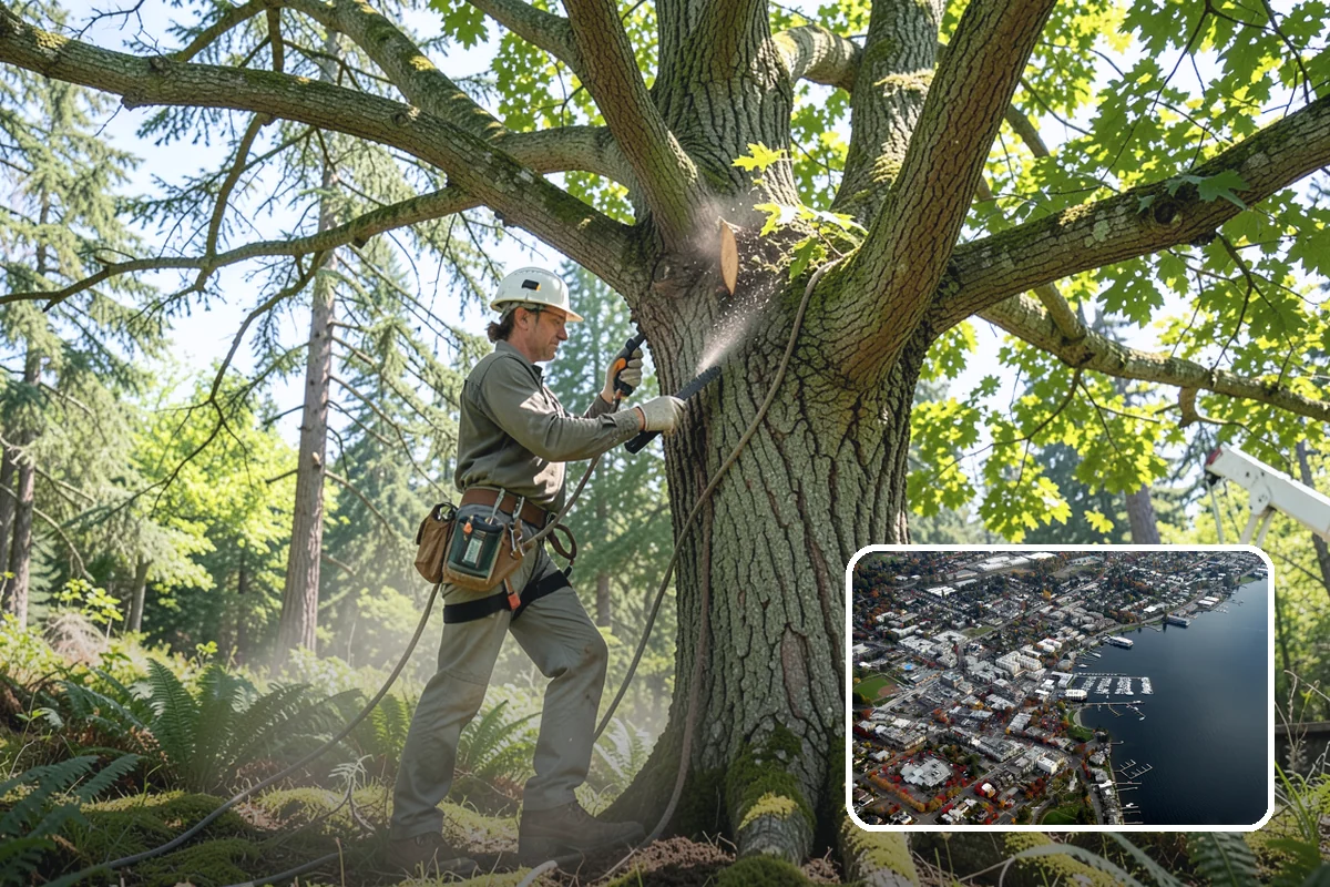 Wood chipping in Kirkland, King County, WA - Turns removed wood and debris into usable products