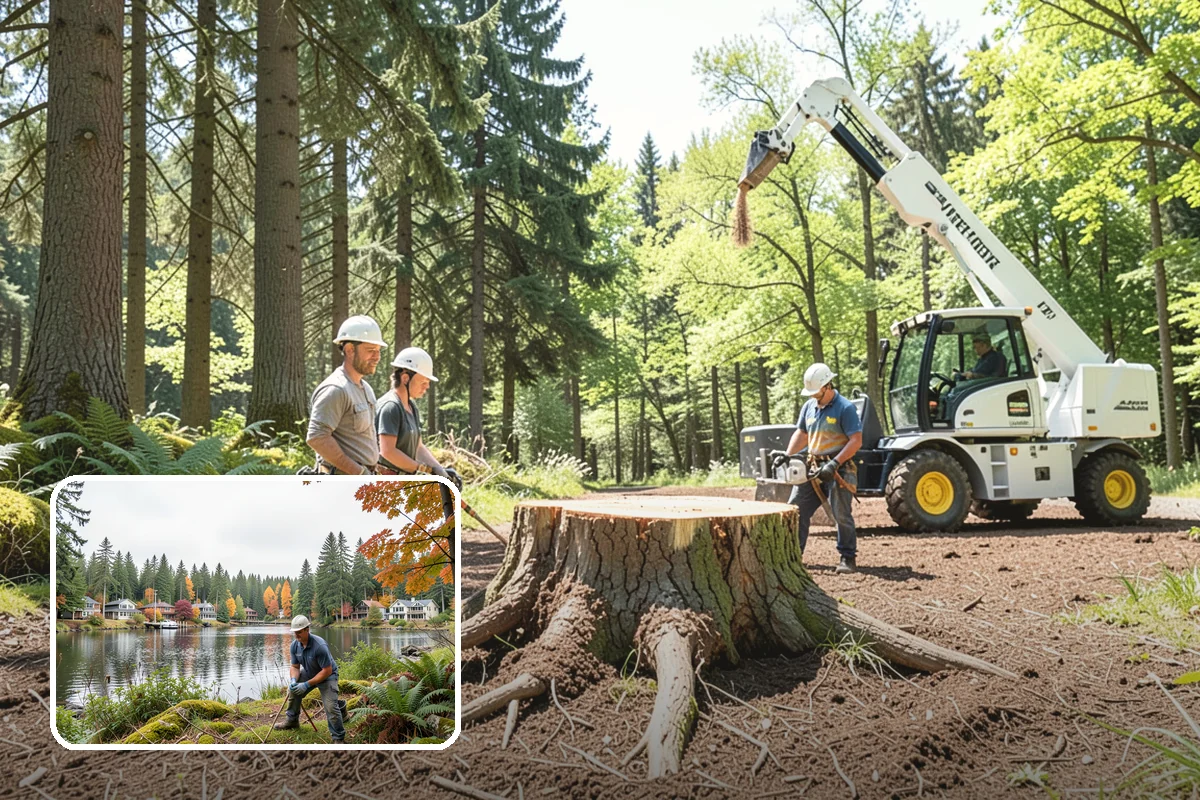Wood chipping in La Conner, Skagit County, WA - Turns removed wood and debris into usable products