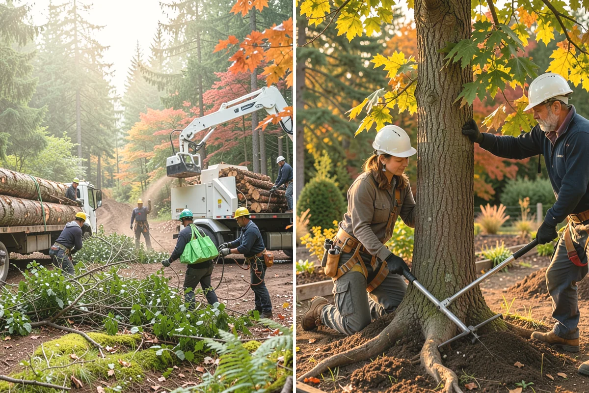 Wood chipping in La Conner, Skagit County, WA - Sort material by type and size