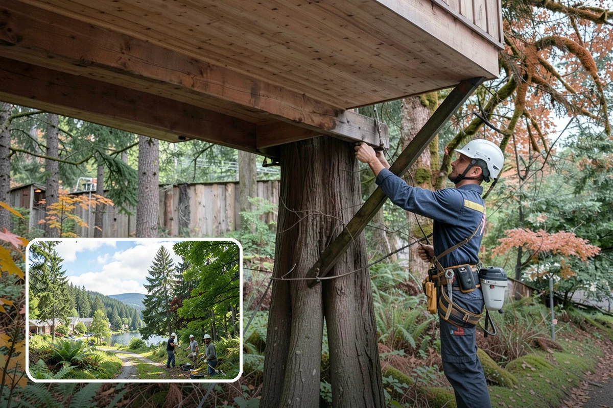 Wood chipping in Lake Forest Park, King County, WA - Turns removed wood and debris into usable products