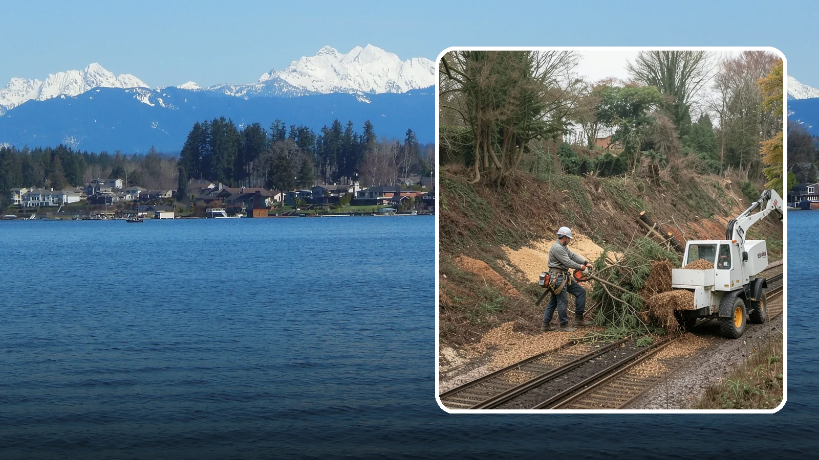 Wood chipping in Lake Stevens, Snohomish County, WA - The on-site chipping of branches and limbs.