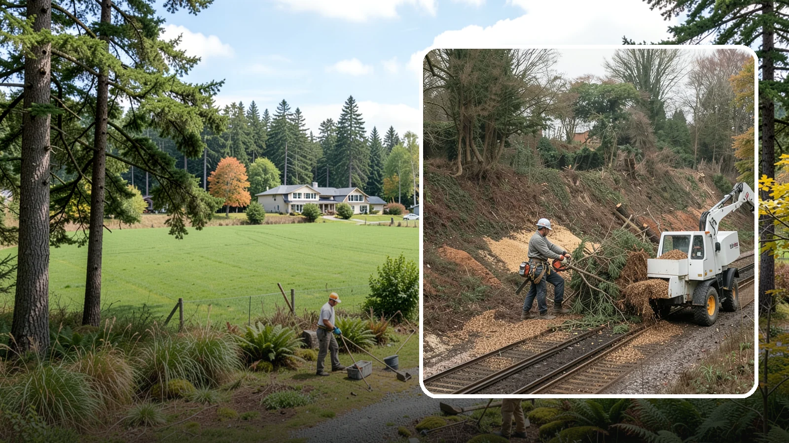Wood chipping in Lyman, Skagit County, WA - The on-site chipping of branches and limbs.