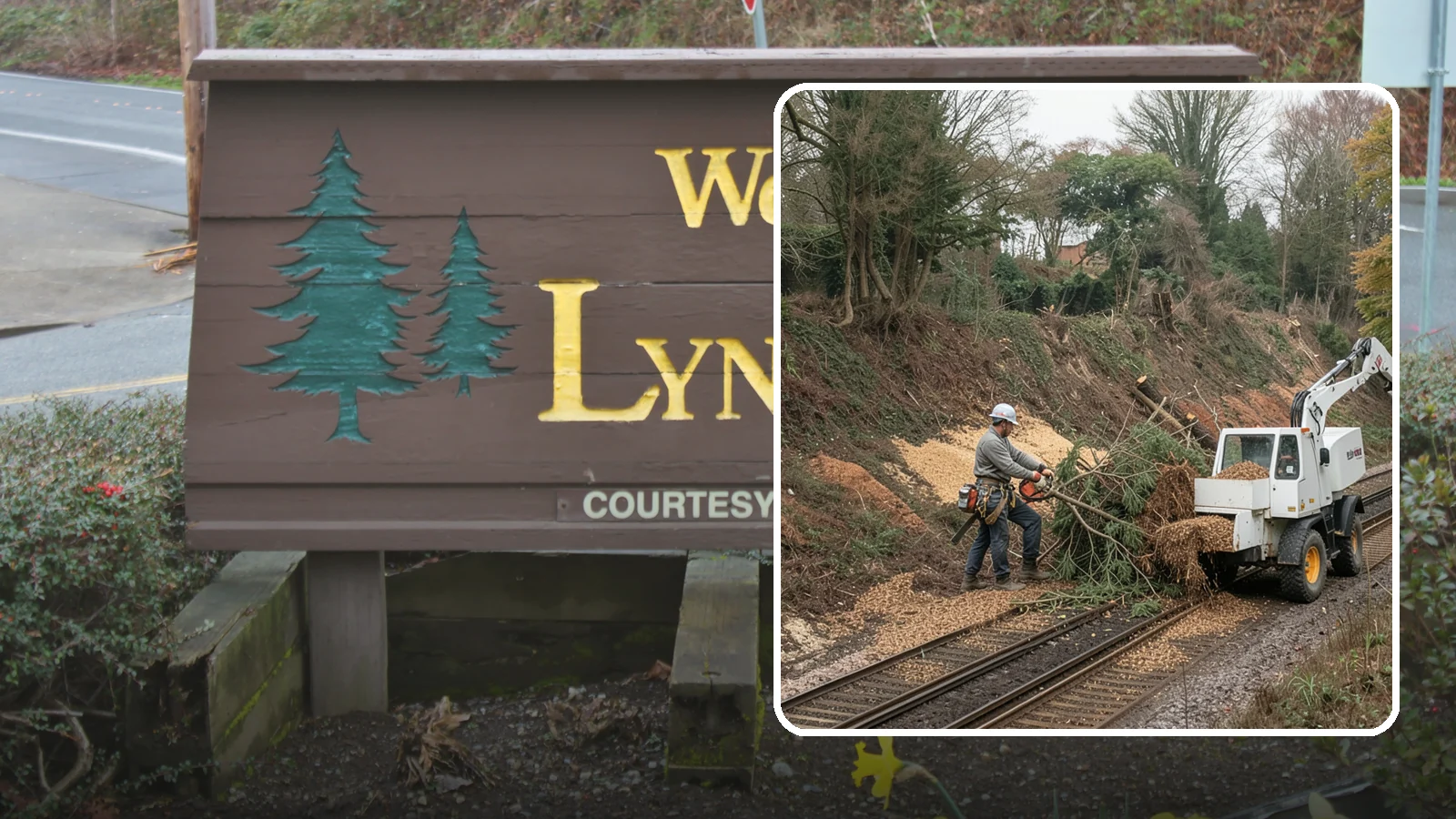 Wood chipping in Lynnwood, Snohomish County, WA - The on-site chipping of branches and limbs.
