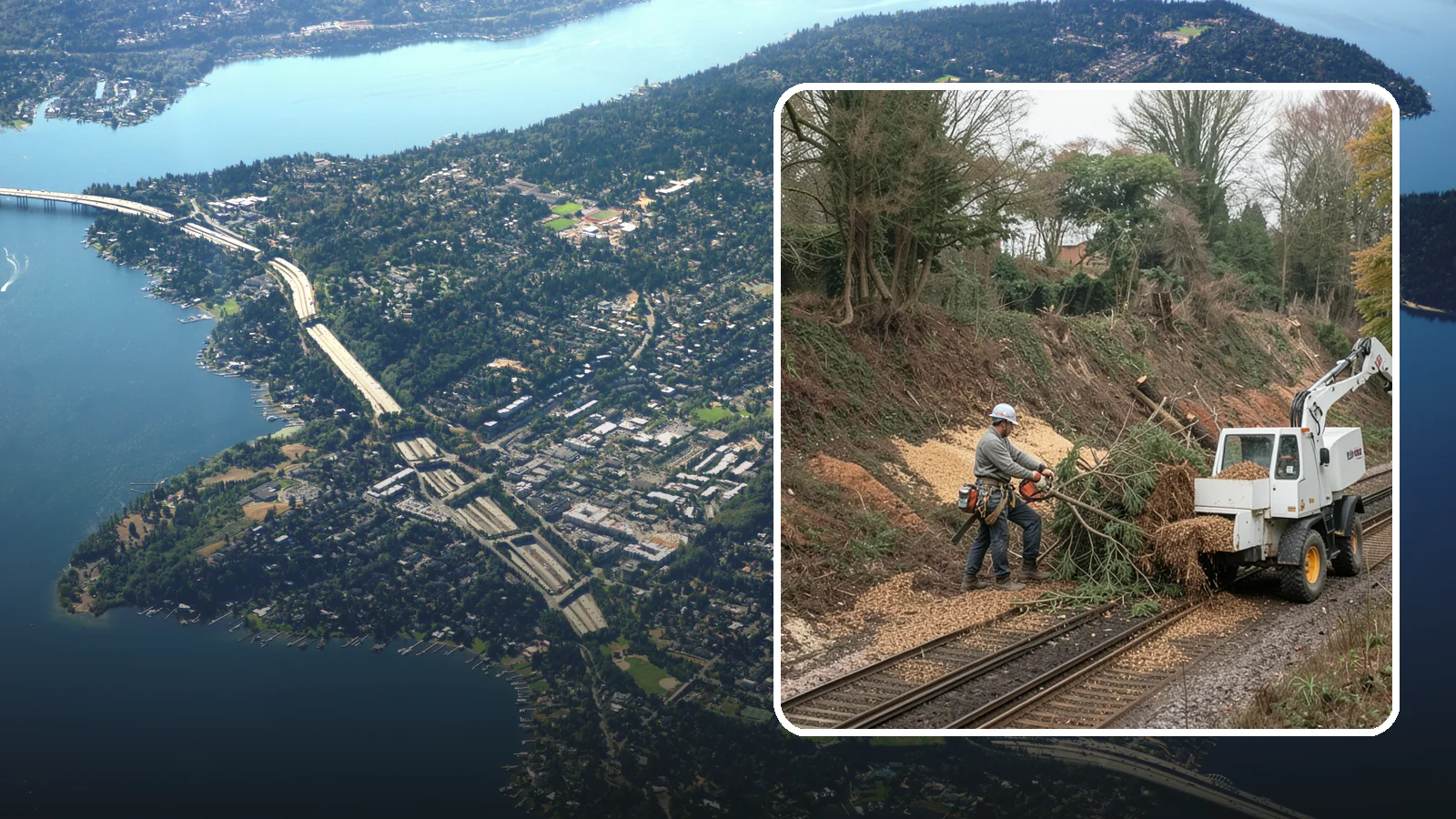 Wood chipping in Mercer Island, King County, WA - The on-site chipping of branches and limbs.
