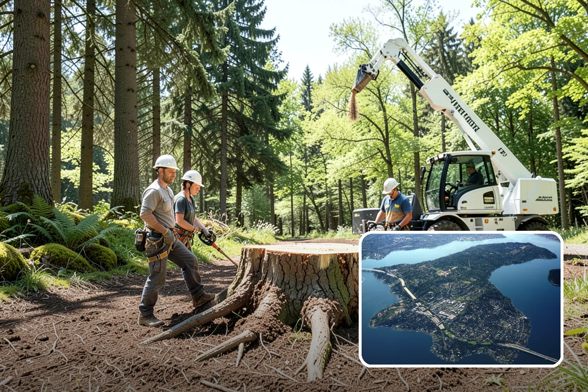 Wood chipping in Mercer Island, King County, WA - Turns removed wood and debris into usable products