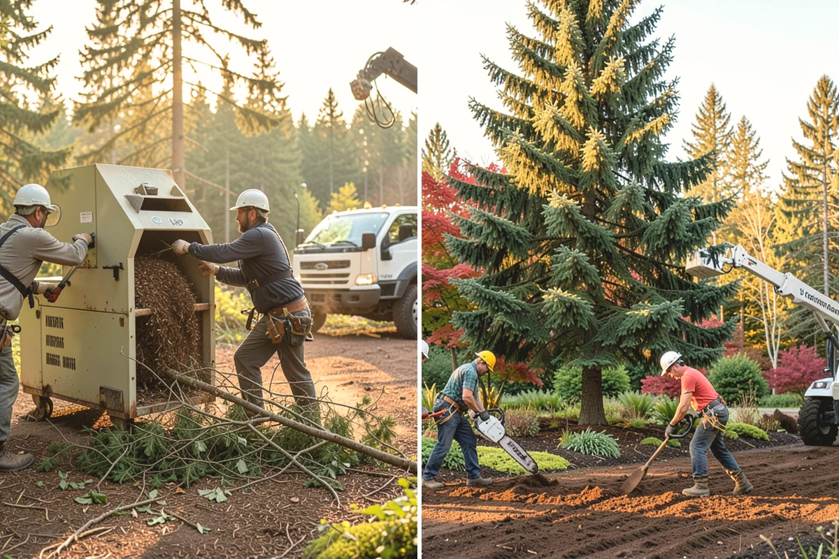 Wood chipping in Mukilteo, Snohomish County, WA - Sort material by type and size