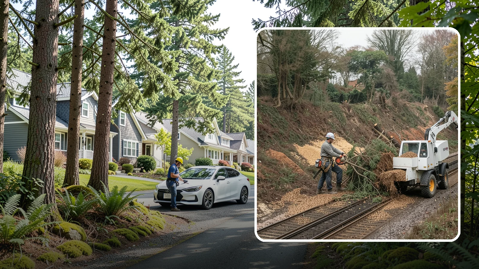 Wood chipping in Normandy Park, King County, WA - The on-site chipping of branches and limbs.